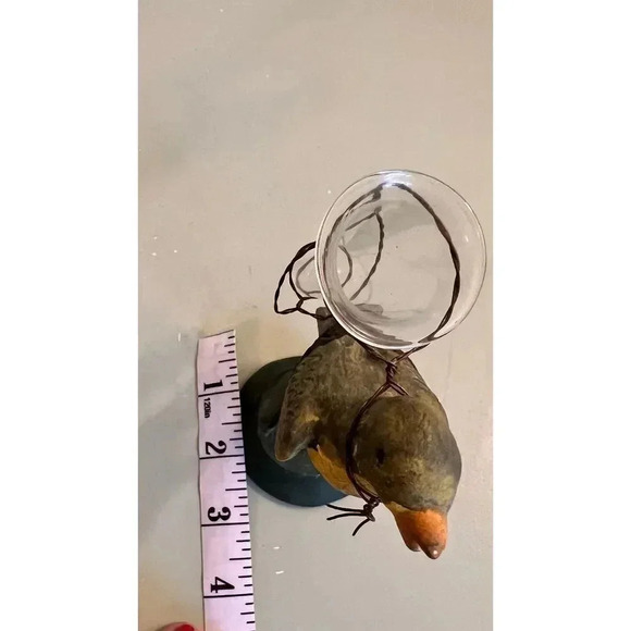 Set of 2 Hand-painted Birds Finch Decorative Vase Candle Holders - Picture 7 of 10